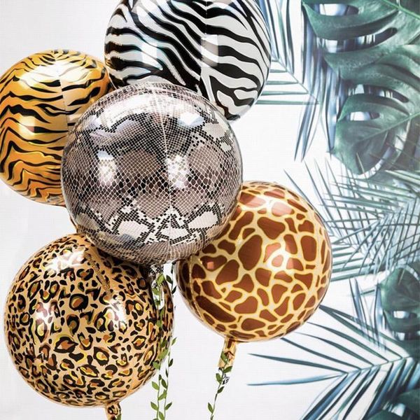 

party decoration 22inch 4d animals striped balloon woodland balloons jungle safari balon boy girl happy birthday decor kids forest baloon