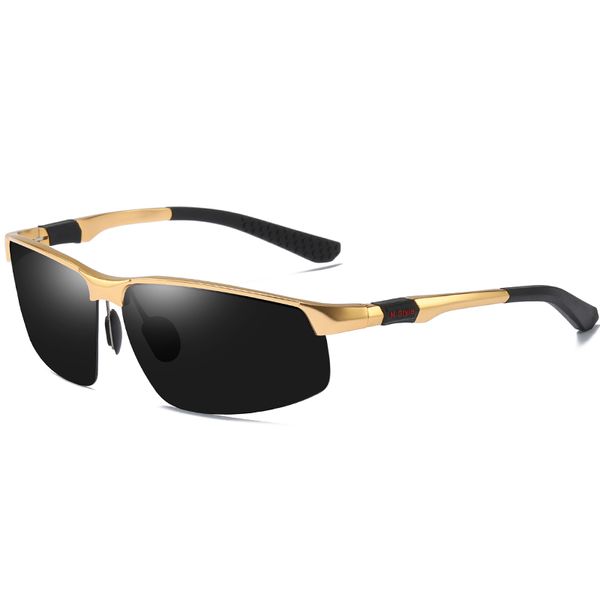 

kjdchd new aluminum magnesium sunglasses men's polarized glasses personality hipster sunglasses driver driving mirror, White;black