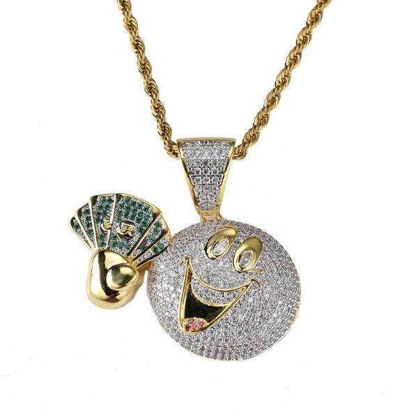 

духовой micro pave cz кулон смешные лица веер hip hop ожерелье партия ювелирных подарков cn008, Silver