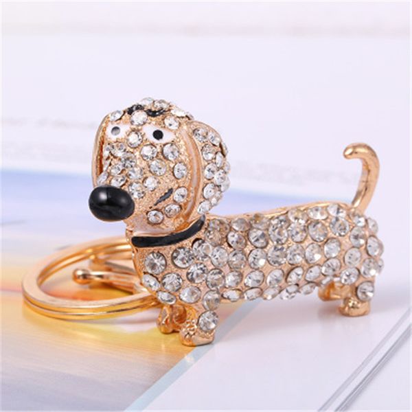 

keychains fashion creative rhinestone sausage alloy keychain skeleton dog car cute puppy bag pendant female jewelry, Silver