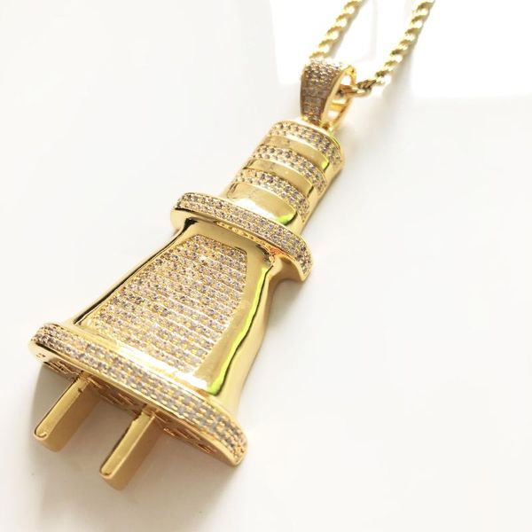 

chains cool plug pendant bling wholesale jewelry for men, Silver