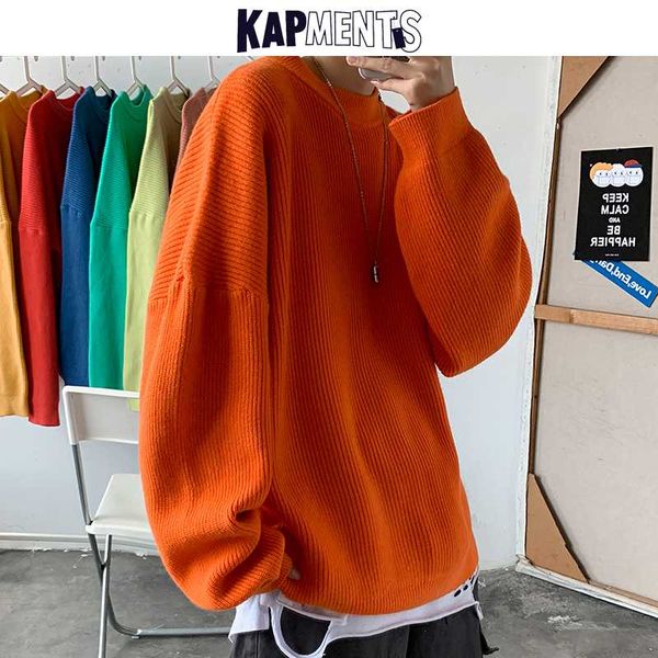 

kapments mens streetwear hip hop sweaters pullover 2020 autumn men vintage black knitted sweater male harajuku 13 colors sweater, White;black