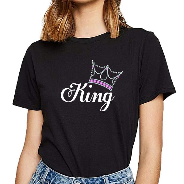 

t shirt women king and queen fashion white cotton female tshirt