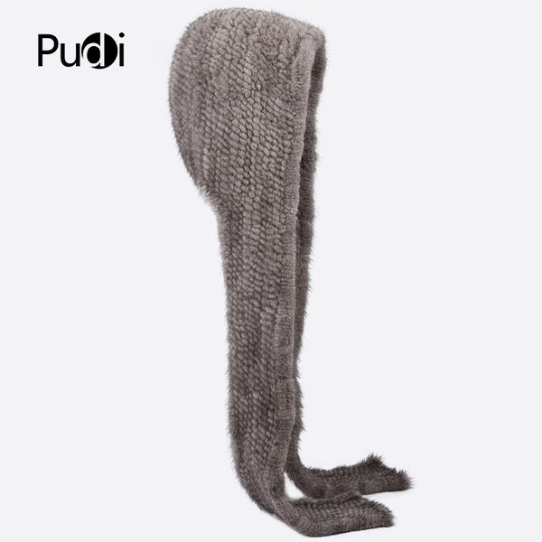 

трикотажные pudi hf7049 женской шапка шарф женский зимы способа натуральный мех шапки шарфы, Blue;gray