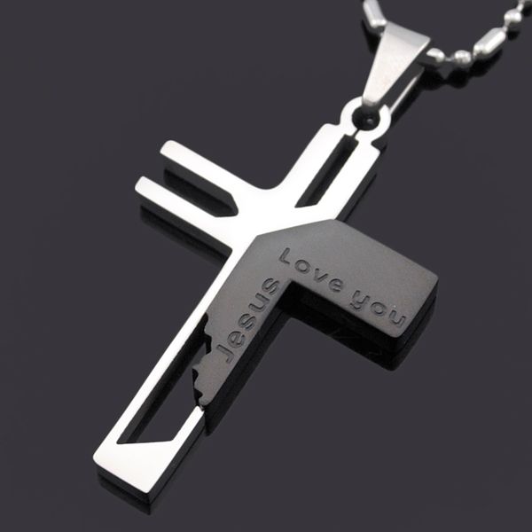 

atgo christmas gift mens jewelry love you jesus cross pendants, women 316l stainless steel pendant necklace bp701, Silver