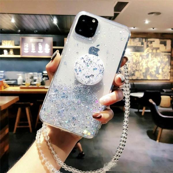 

bracket case for iphone 11 cases silicone tpu shinny girl style cover with stand holder for iphone 6 7 8 socket phone pouch