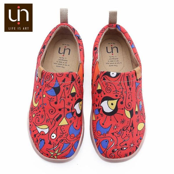 

uin fashion red fire design painted casual canvas shoes women easy slip-on loafers ladies travel sneakers, Black