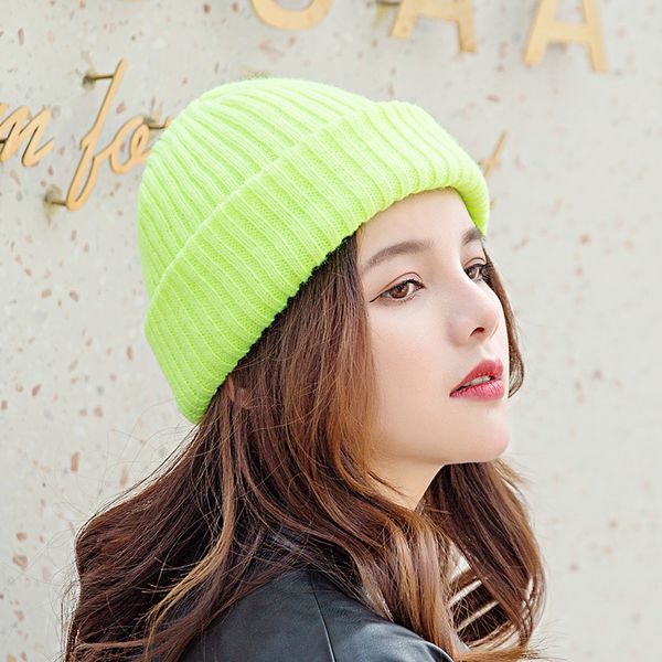 

women winter hat knitted solid color skullies and beanies men winter hat