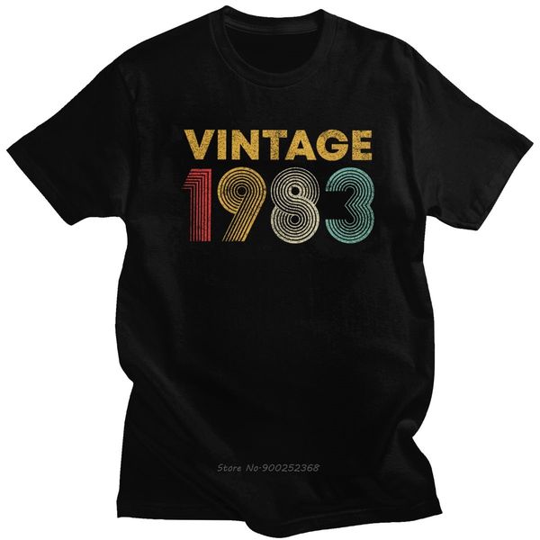 

retro vintage 1983 tshirt мужчины o-образным вырезом с коротким рукавом 37 лет born в 1983 shirt тридцать седьмой день рождения summer тенни