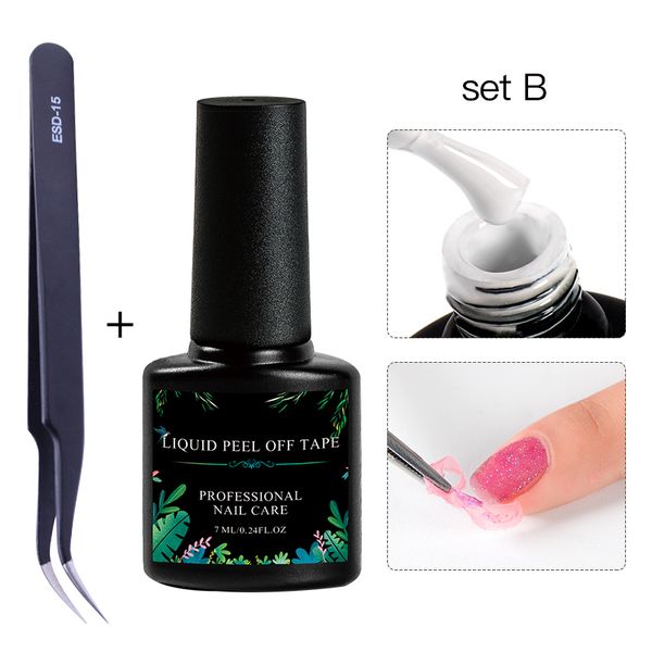 

nail gel antiing peel off liquid cuticle manicure protector polish latex guard protection art care tool, Red;pink