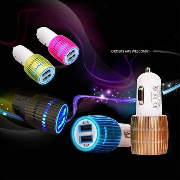 

mini dual metal car charger for samsung s8 s7 adapter 5v/2a 2 ports car plug for iphone 7 without package om-n7