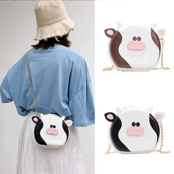 

women's fashion casual bag cartoon pouch dairy cow bag shoulder diagonal small round bolsa feminina 2020 moda saco 50