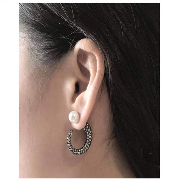 

stud rongho bib crystal c earrings for women pearl brincos femme earring geometric irregular hiphop fashion jewelry, Golden;silver