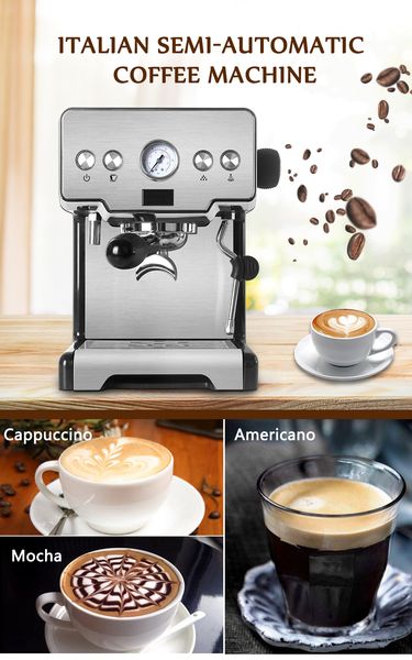 

i15 bar italian semi-automatic coffee maker cappuccino milk bubble maker americano espresso coffee machine for home