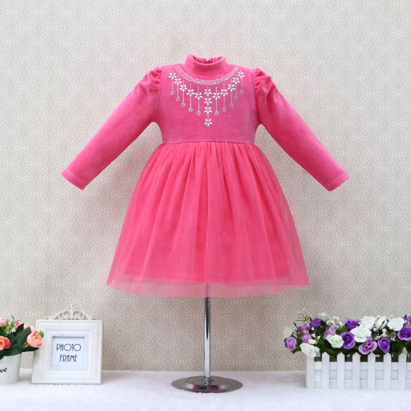 

children dresses for 4 to 7 years old girls zipper dress of birthday party gifts baby velour suits a chiffon sweet style clothes, Red;yellow