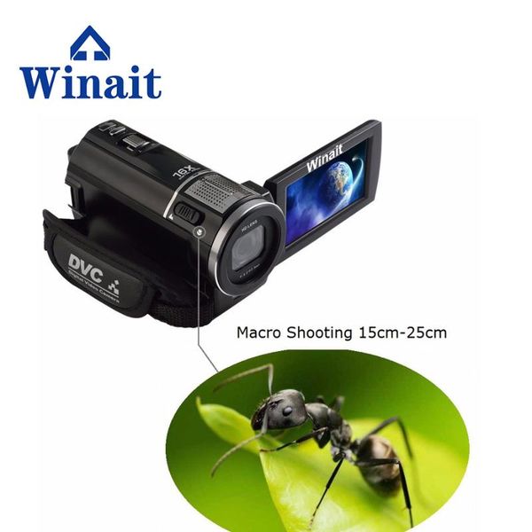 

winait portable digital video recorder full-hd 1080p super wide angle lens macro shooting hdv camcorder with 3.0" touch display