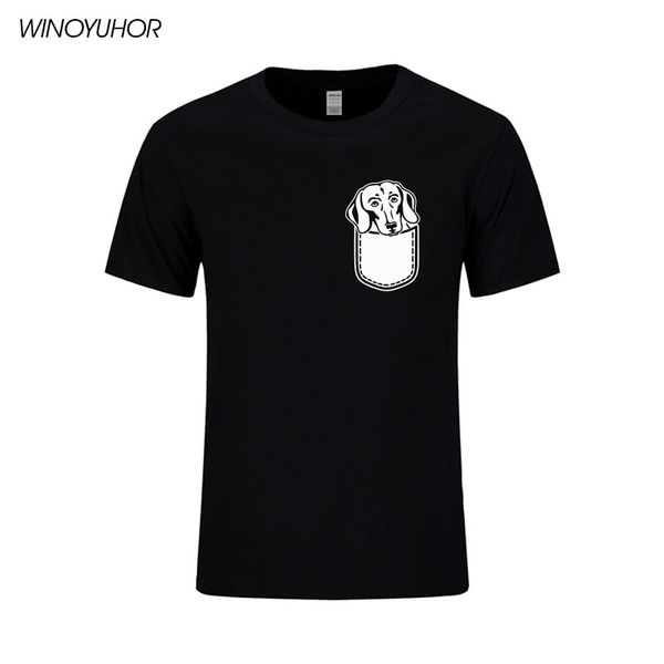 

dachshund dog funny humour printed t-shirt men cute pocket dog birthday gift t shirt summer casual o-neck tee