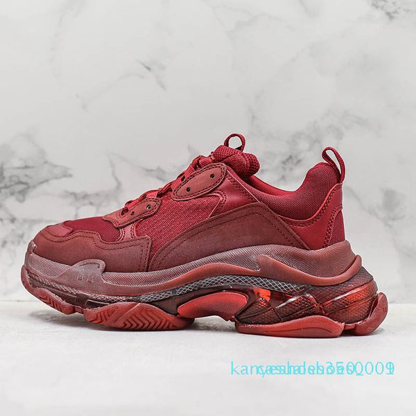 

luxe track 2 triple s paris red bottom wine red pebble casual shoes clunky shoes triple-s low mens woman casual designer shoes a k09, Black