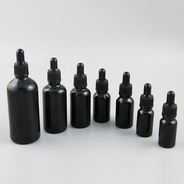 Glänzende schwarze Tropfflasche, tragbare Aromatherapie-ätherisches Öl mit Glasauge, 10, 15, 20, 30, 50, 100 ml, 1 oz, 500 Stück