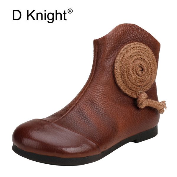 

fashion genuine leather women boots classic side zipper shoes high style soft flat casual shoes ankle boots for woman waterproof, Black