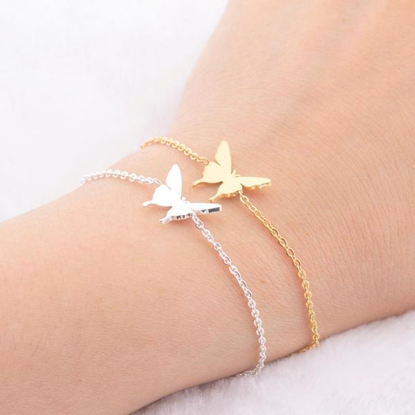 

dainty butterfly friend charm bracelets bff jewelry women stainless steel bridesmaid bracelet sister mom gifts pulseras, Black