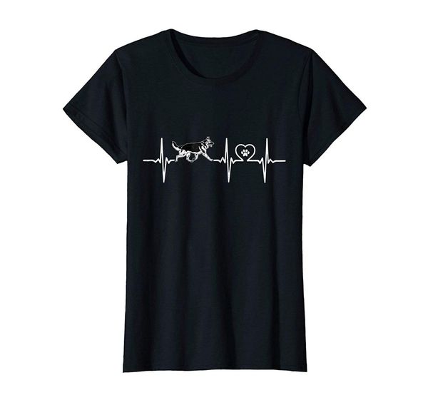 

2020 new fashion design men's german shepherd heartbeat t-shirt