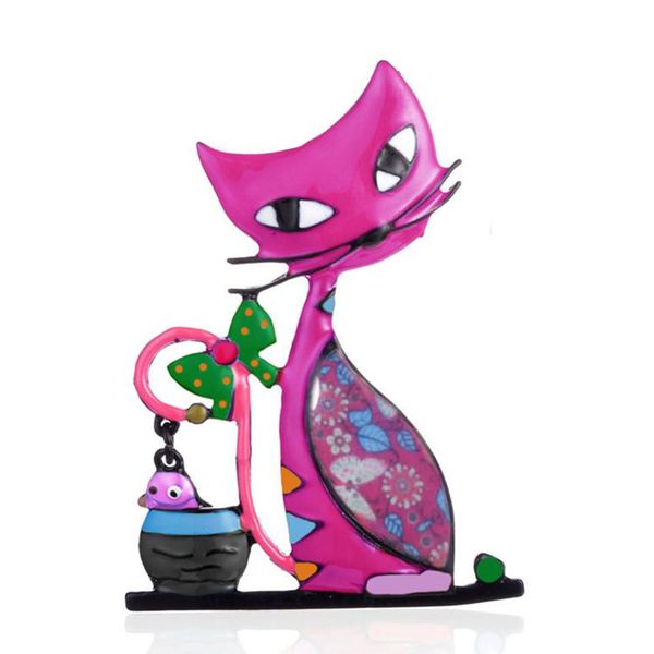 

brooch of elegant cat enamel brooches bouquet pin 2020 new fashion design party wedding jewelry brooch pins for women and men, Gray