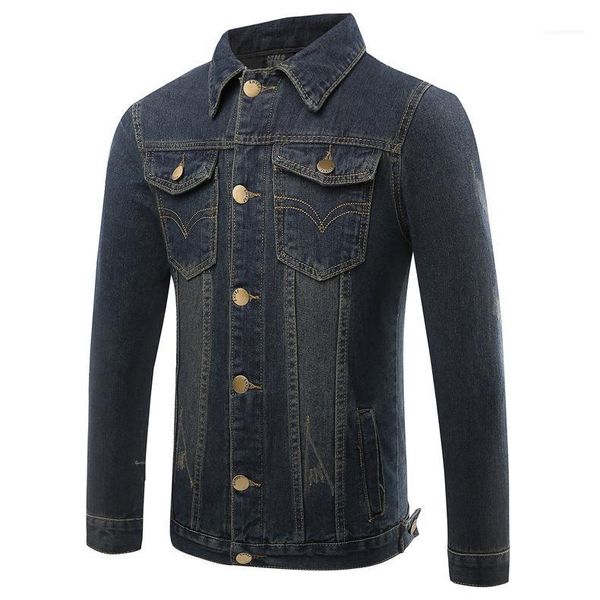 

fashion coats men high street casual outwears mens pocket button demin jackets man spring autumn patchwork lapel neck long sleeve, Black;brown