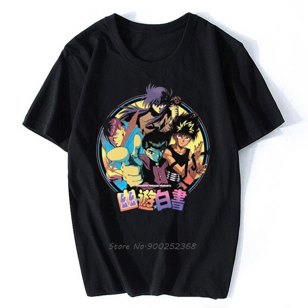 

vintage yu yu hakusho t shirt mens cotton kazuma kuwabara t-shirt short sleeves yusuke urameshi tee kurama hiei anniversary top