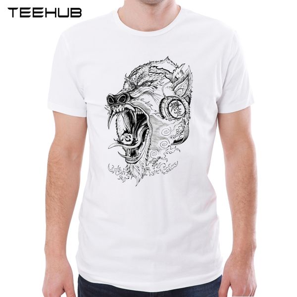 

teehub new arrival 2019 men fashion crazy monkey printed t-shirt short sleeve tee hipster cool animal design