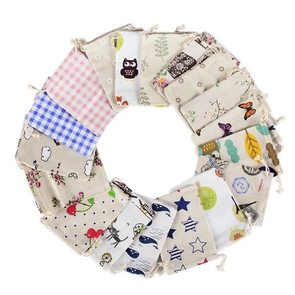 

wholesale 10*14cm bundle pockets, cotton and linen hollow sachets, jewelry, gift wrapping, linen sachets 100pcs a199