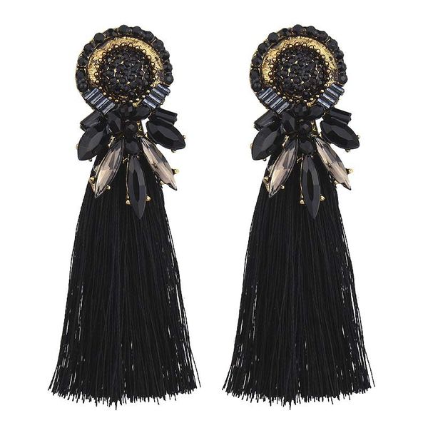 

2020 trendy new rhinestone tassel earrings for female vintage bohemian fringed statement wedding jewelry 4c1006, Silver