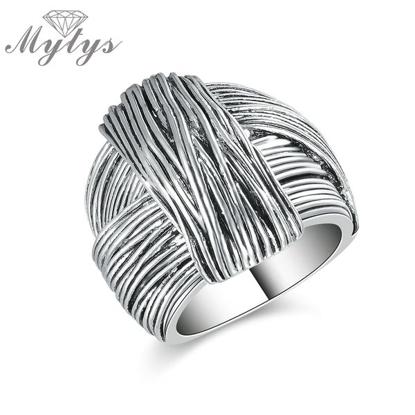 

mytys new arrival geometric hand made design retro collection women antique ring fashion jewelry white gold color r1213, Golden;silver