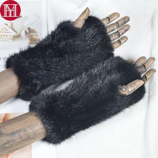

women real gloves girls real knitted fingerless gloves winter strong elasticity mittens, Blue;gray