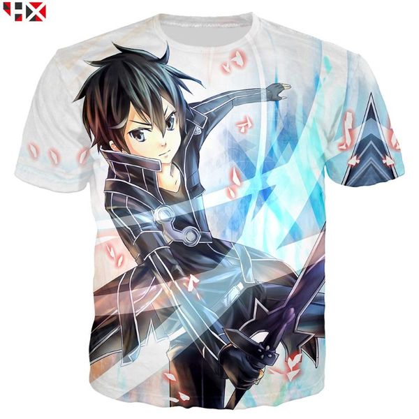 

summer sale anime sword art online kirito 3d print women men t shirt casual harajuku streetwear style t shirt hx960, White;black