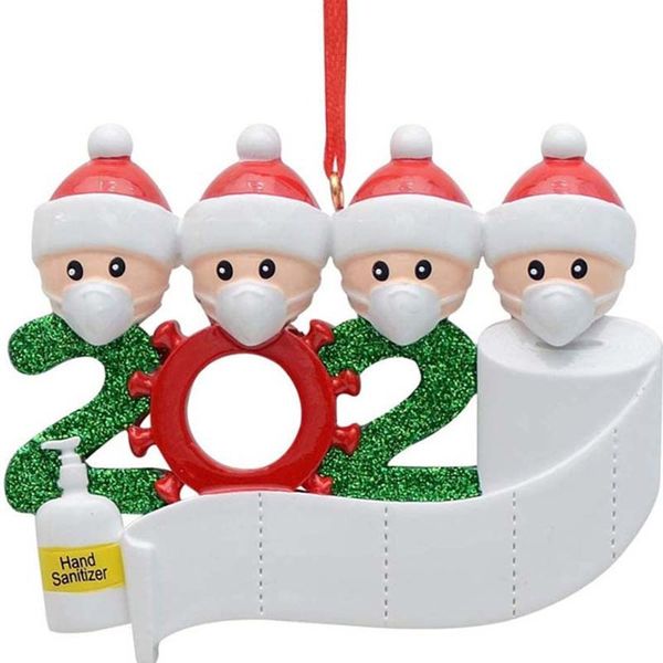 PVC-Weihnachtsdekorationen, Weihnachtsschmuck, Weihnachtsbaum-Anhänger, Dekoration, Geschenk, Schneemann, Familienornament mit Maske, von Hand desinfiziert