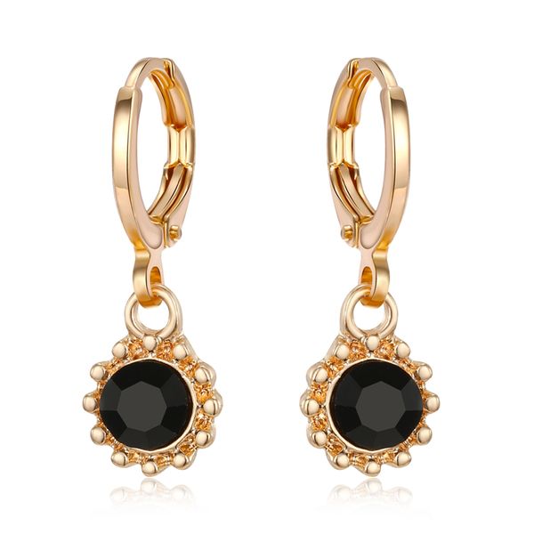 

dayoff european cute black sun flower mini hoop earrings for womens gift simple chic pendant circle earrings jewelry e668, Golden;silver