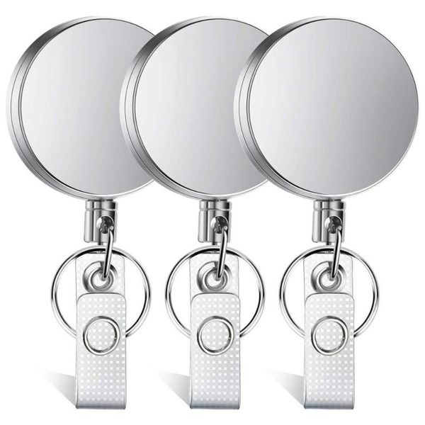 

3-pack full metal mesh автомобилей брелок пряжка кожаный strip тяговым тросом выдвижной брелок ремешок зажим для ремня, Silver