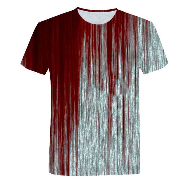 

o collar red blood terror summer 3d print shirts oversized humor hentai men clothing