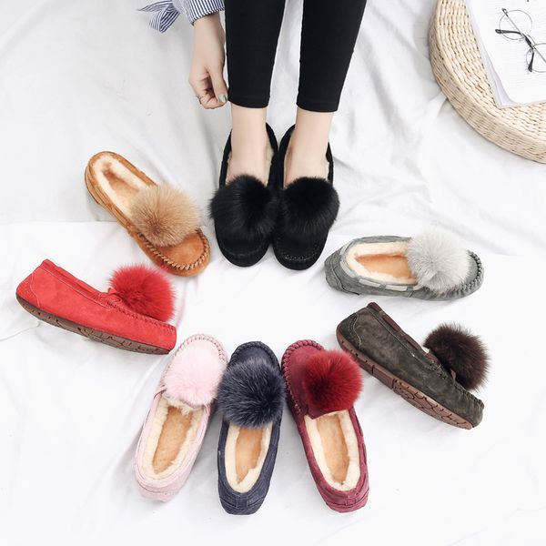 

2020 new fashion women flats mother ladies female boots cattle velvet leather slip on feminino peas size 35-43, Black