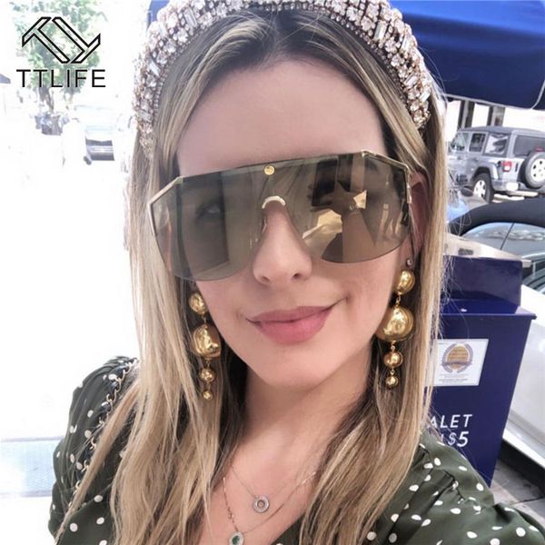 

TTLIFE 2020 New Luxury Square Sunglasses Women Vintage Brand Designe Oversized Sun Glasses Men Female Metal Shade Gafas de sol, White;black