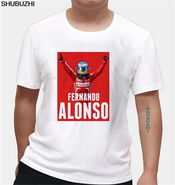 

f1 racer фернандо алонсо победа мужчины стиль t shirt новая мода короткий рукав хлопок печатных футболку топ тройники размер евро