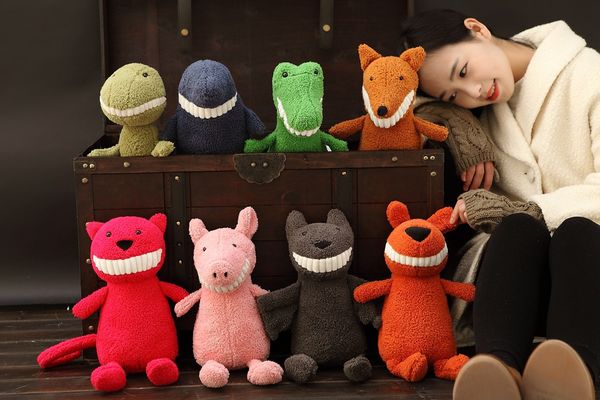 

cute animal plush toys smiling big teeth doll dinosaur elephant pig dog plush stuffed toy birthday gift