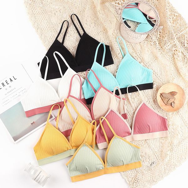 

gym clothing cross triangle cup sports bra cotton underwear women yoga bras no steel ring sport push up tube sportswear bh, White;black