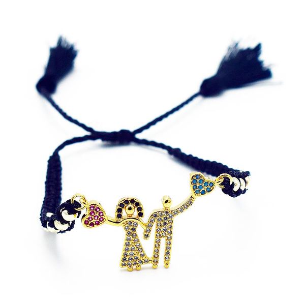 

rainbow zircon bracelet romantic wedding marry me couple bracelet steel ball woven tassel lady jewelry, Golden;silver