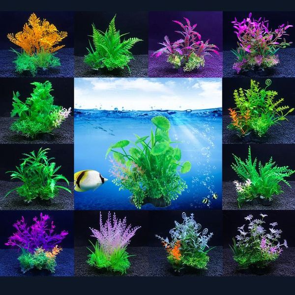 

decorations simulation artificial plants aquarium decor water ornament plant fish tank grass 14cm decoration