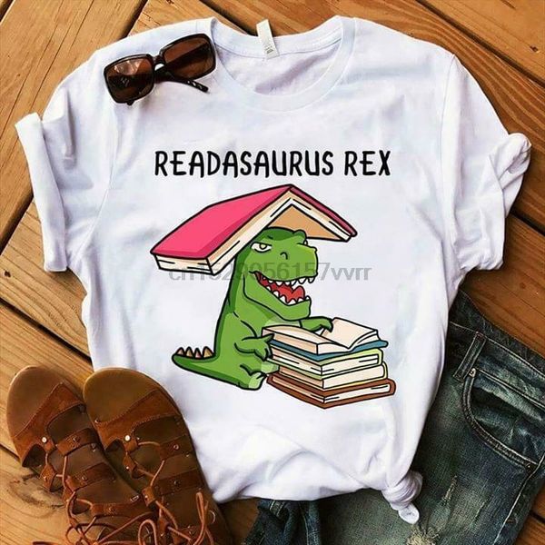 

readasaurus rex men t-shirt white cotton s-6xl
