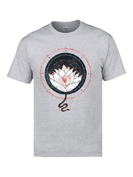 

peaceful holy lotus t-shirts male 100% cotton great t shirt 3d print geometric graphic flower t shirts