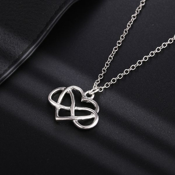 

new infinity heart necklace for women unbiological sister charm neckalce pendant bridesmaid gift, Silver