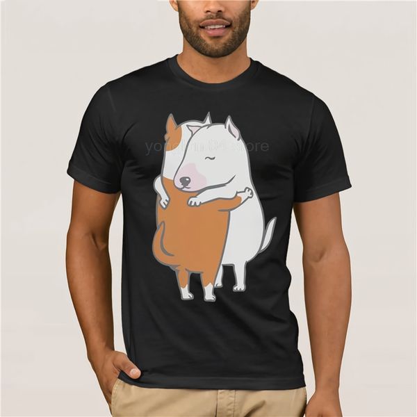 

2019 trendy creative graphic t shirt 100% cotton bull terrier hugs tshirts webp